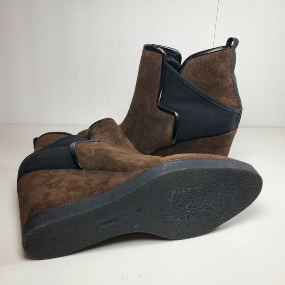 Donald Pliner women boots Wedge Bootie Dark Brown Suede Luluu Sz 9.5 new - Picture 8 of 8